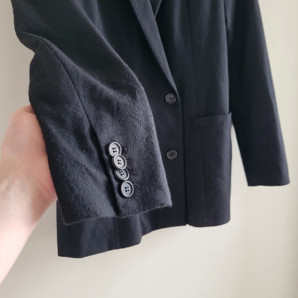 Aritzia Black Double Breasted Button Up Formal Business Textured Wool Blazer - Picture 12 of 12
